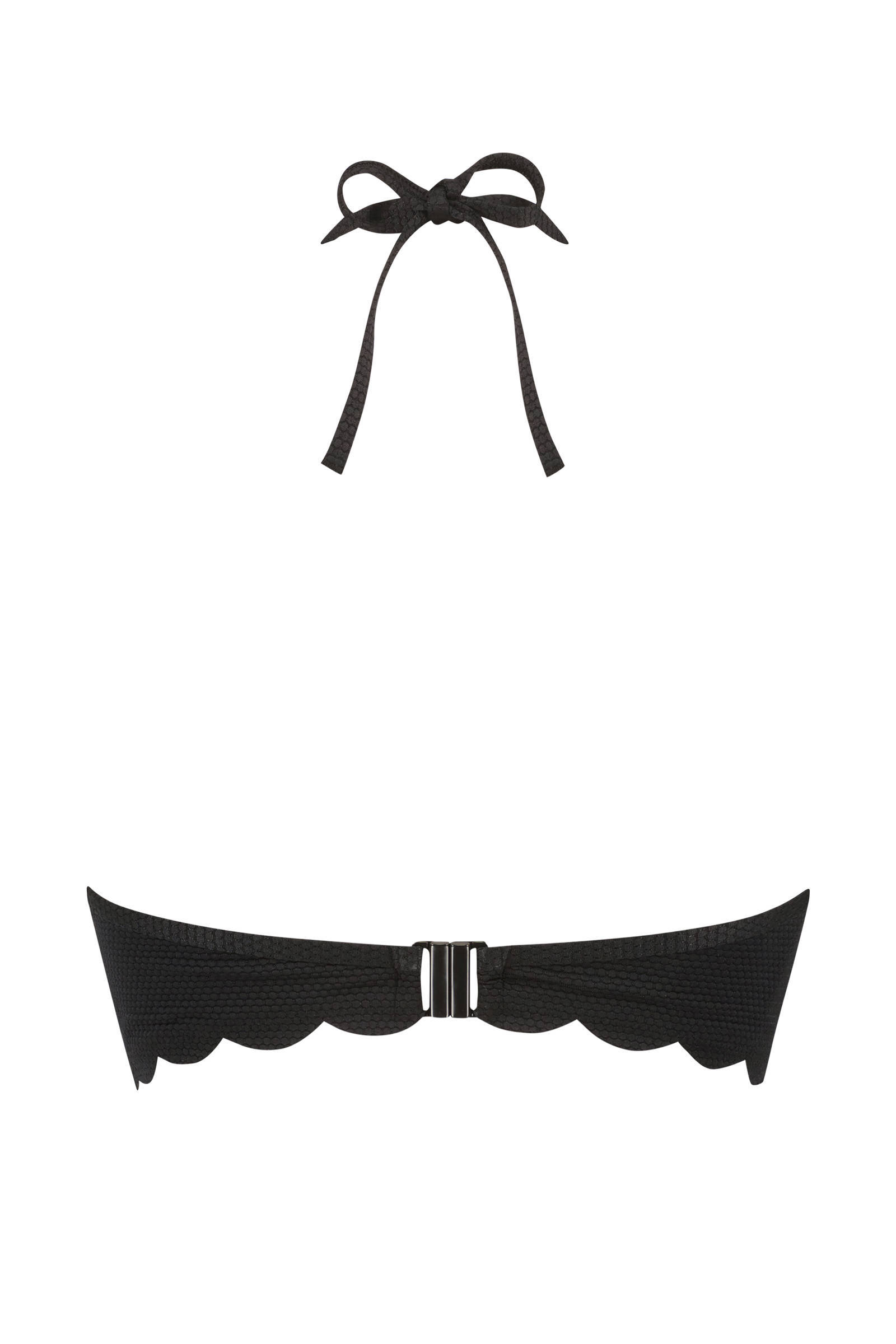 Hunkemöller voorgevormde push-up bikinitop Scallop met textuur zwart