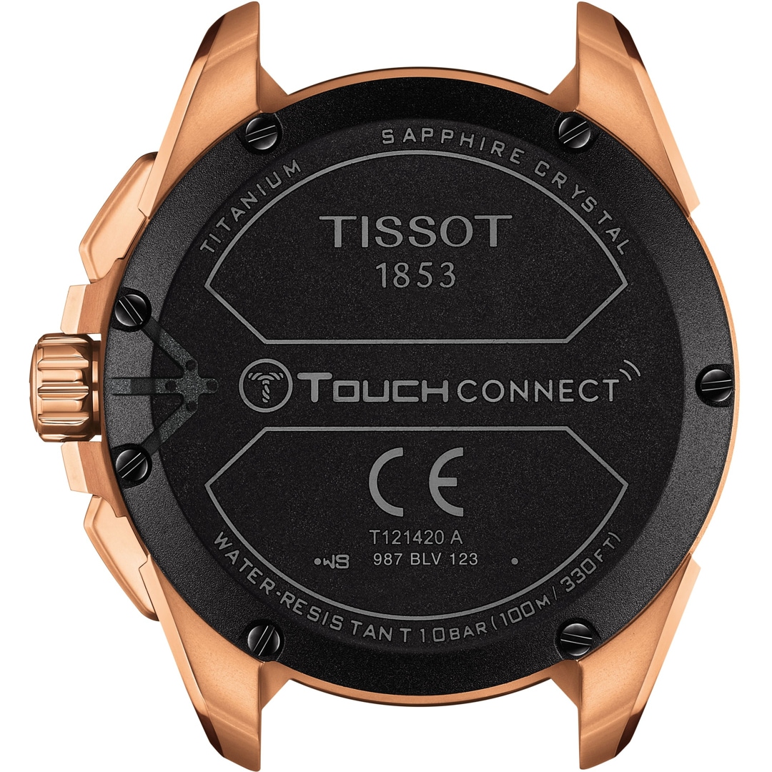 Tissot T-Touch Connect Solar Smartwatch Titan PVD Rosé mit schwarzem Kautschukarmband