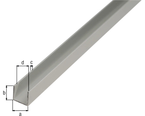 U-profiel aluminium zilver geanodiseerd 15x10x1,5 mm, 2,6 m