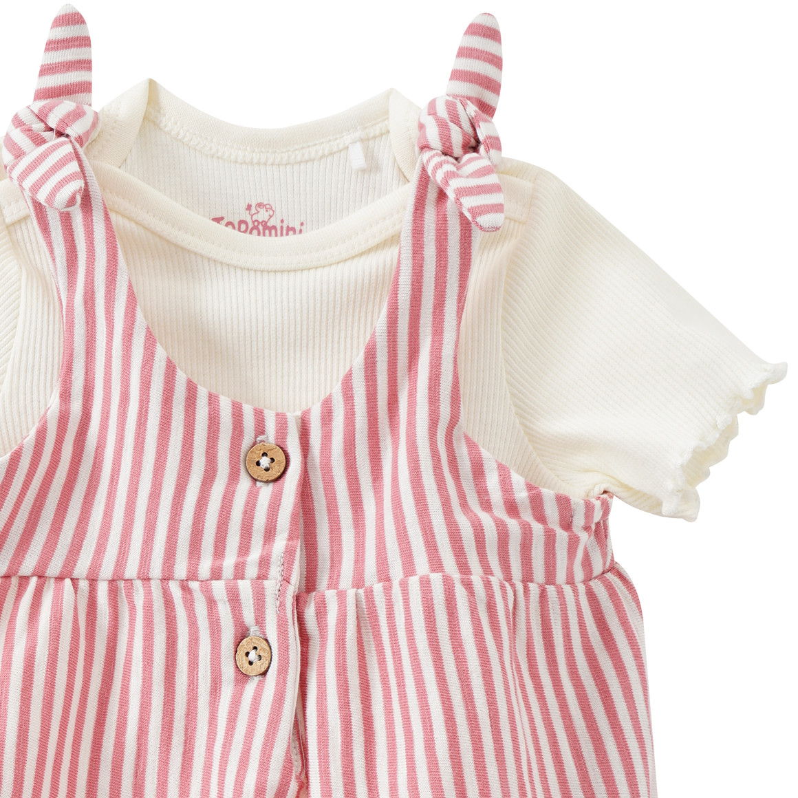 Topomini Pure Collection Baby Overall und Body im Set dunkelrosa / weiss / creme