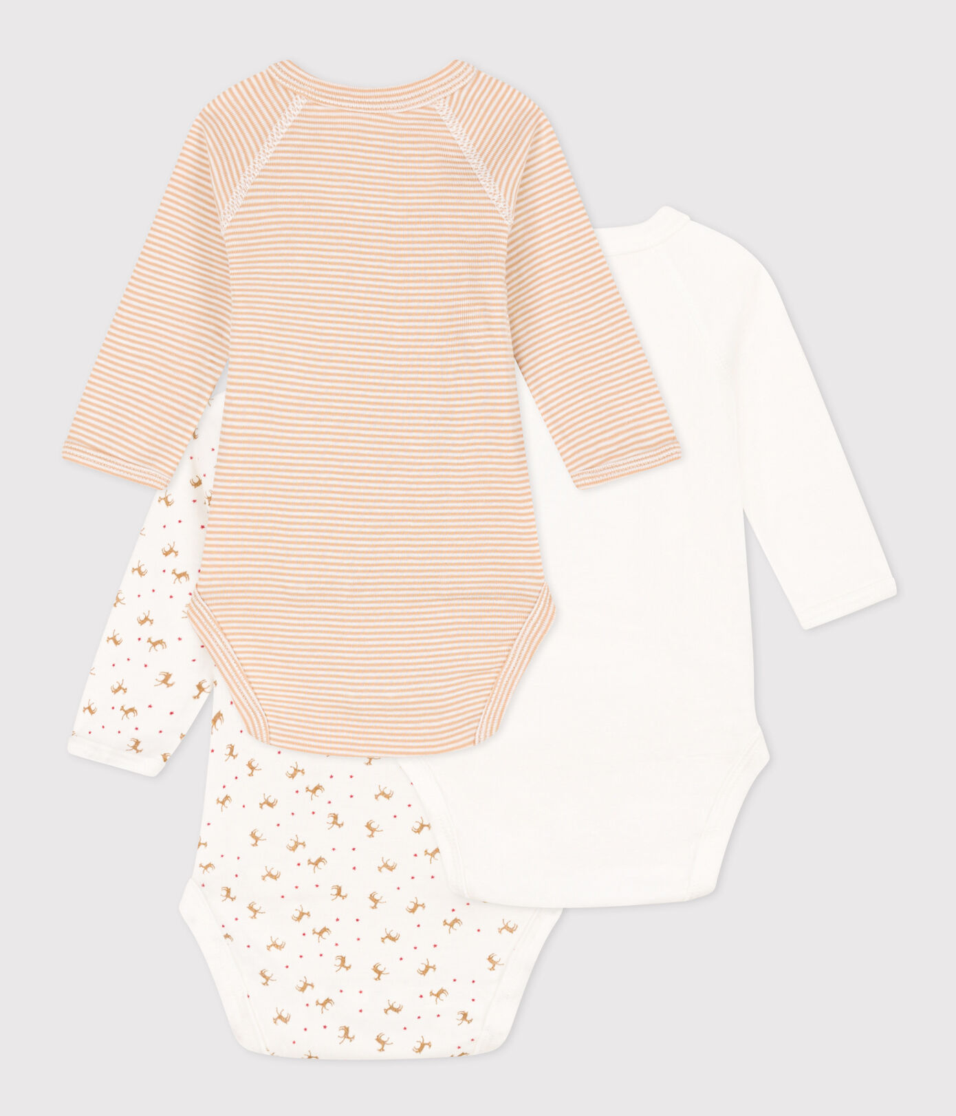 LOT DE 3 BODIES MANCHES LONGUES BÉBÉ EN COTON