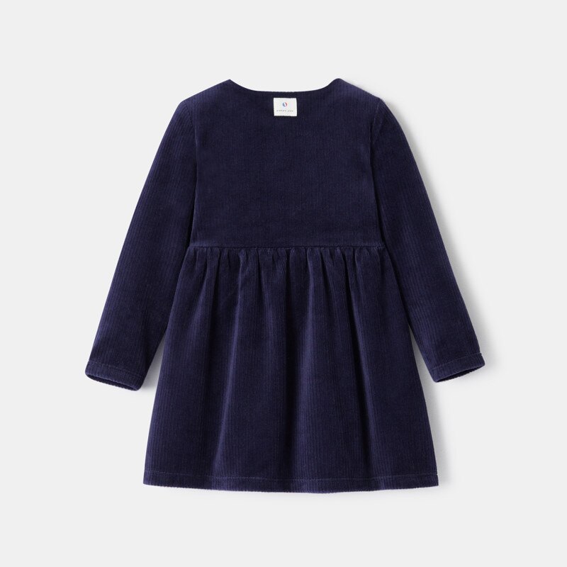 Robe unie en velours côtelé bleue bébé fille Absorba Bleu