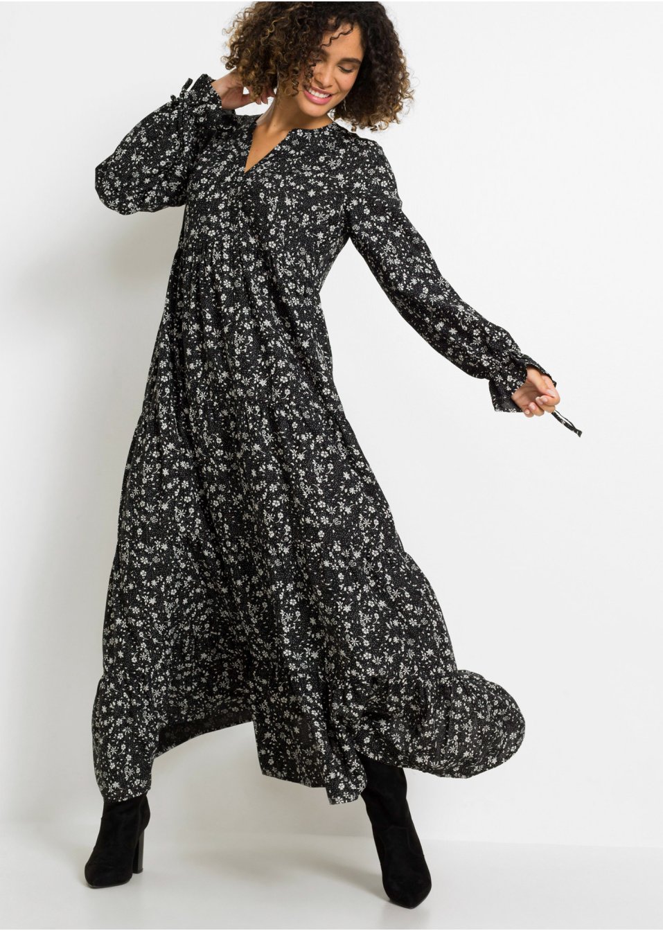 Robe longue imprimée en viscose