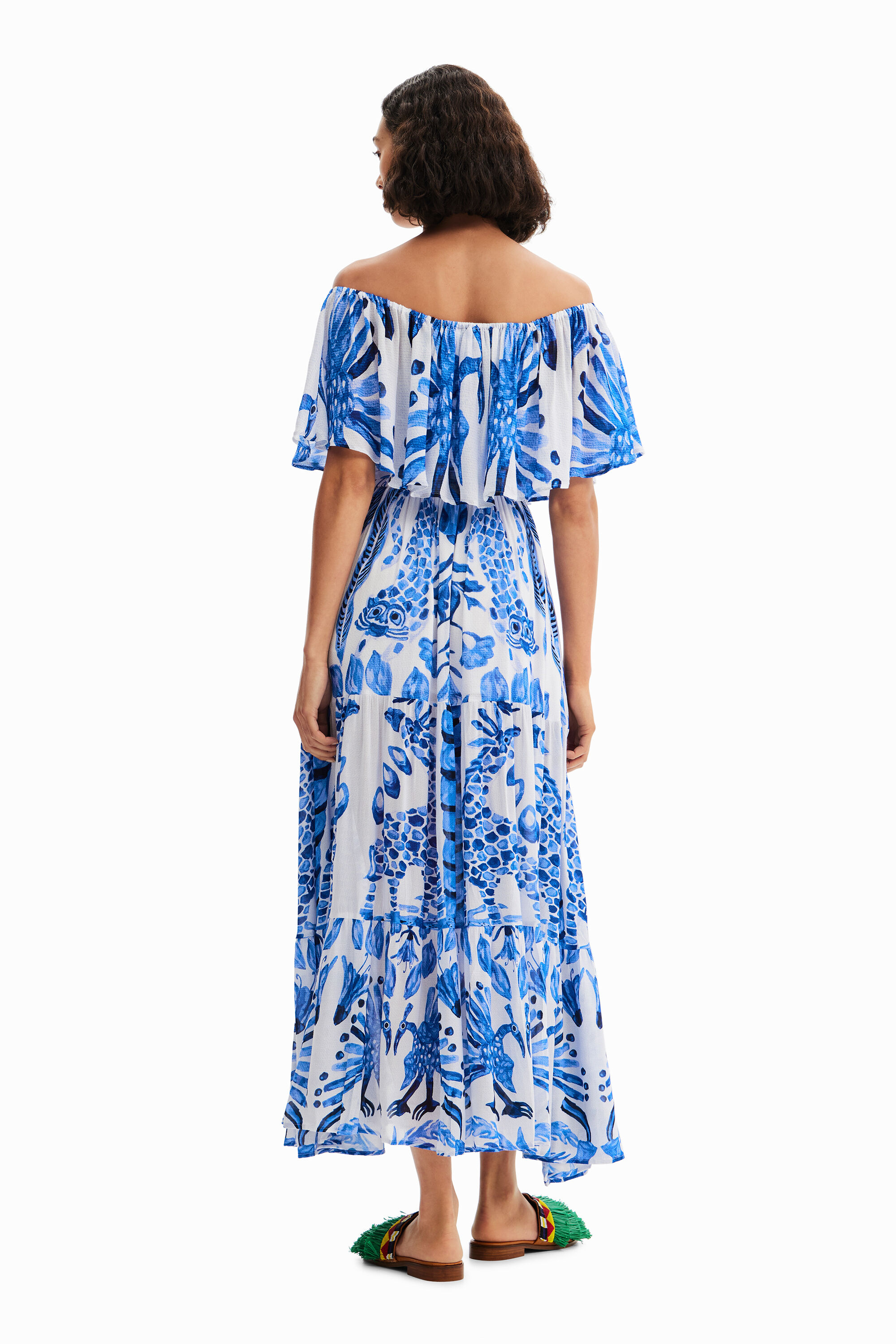Vestido midi com babados Stella Jean