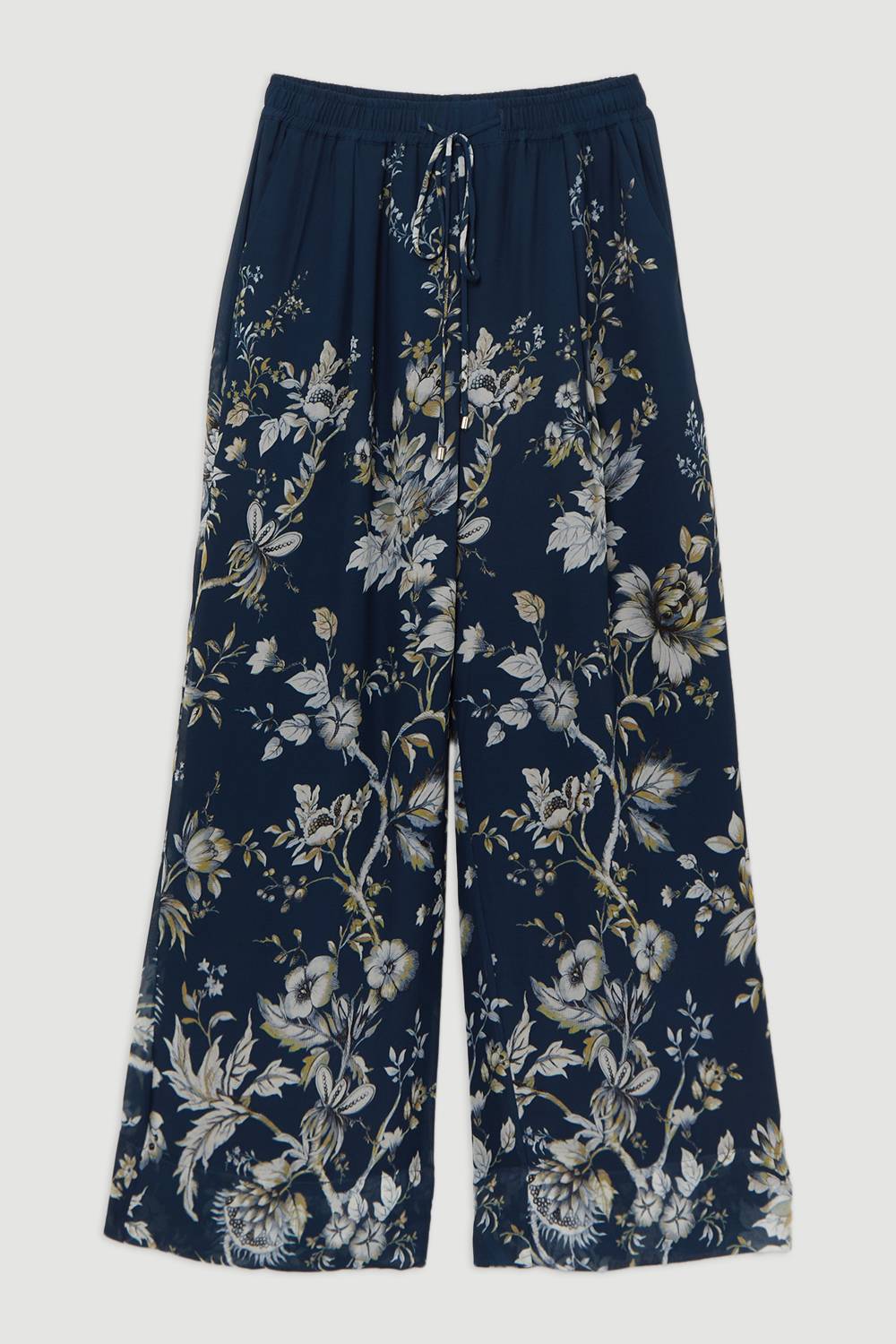 KarenMillen Pantalon ample en viscose tissé à imprimé floral en bordure
