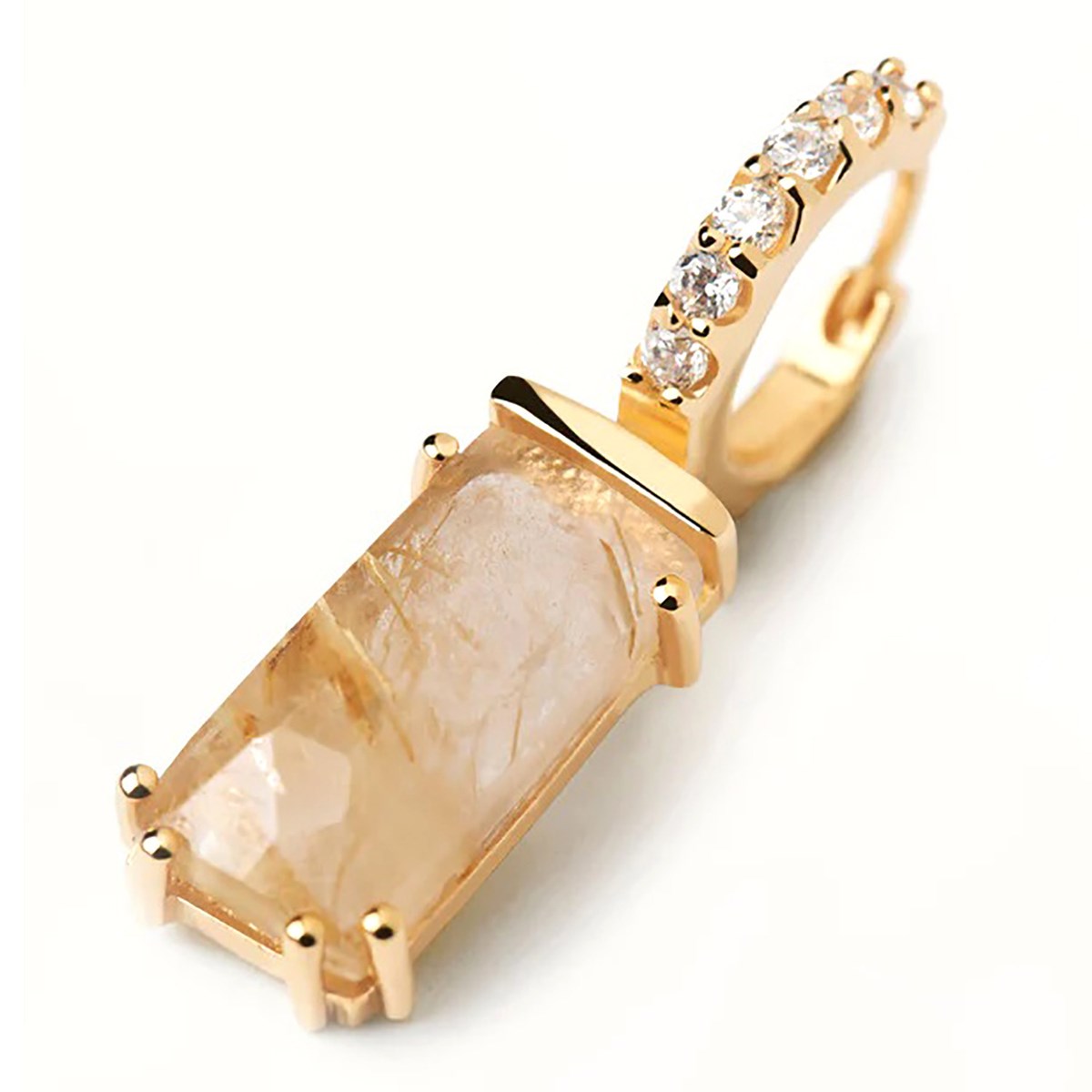 Boucle d'oreille individuelle PdPaola Kaori Quartz rutilé