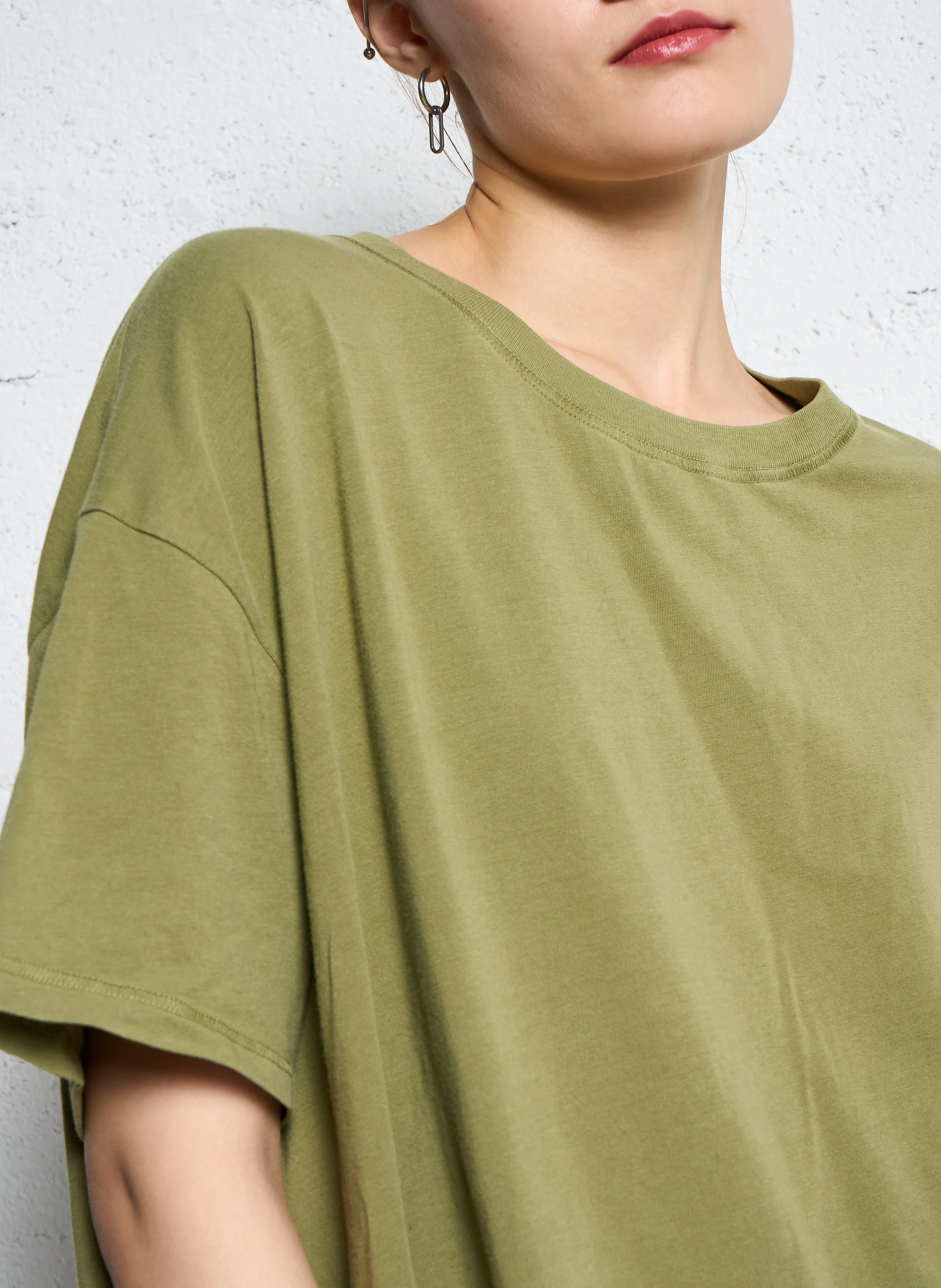 PYMAZ - Tee-shirt oversize col rond en coton mélangé | Vert
