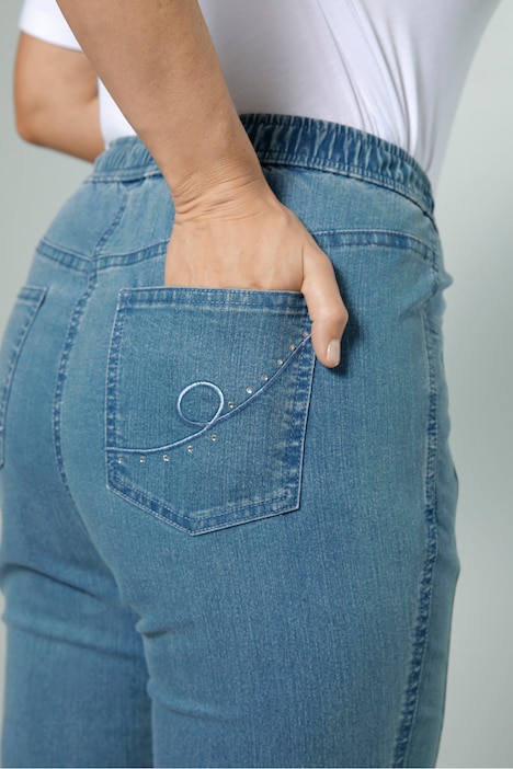 Jeans, Slim Fit, Ziernaht, 4-Pocket, Elastikbund