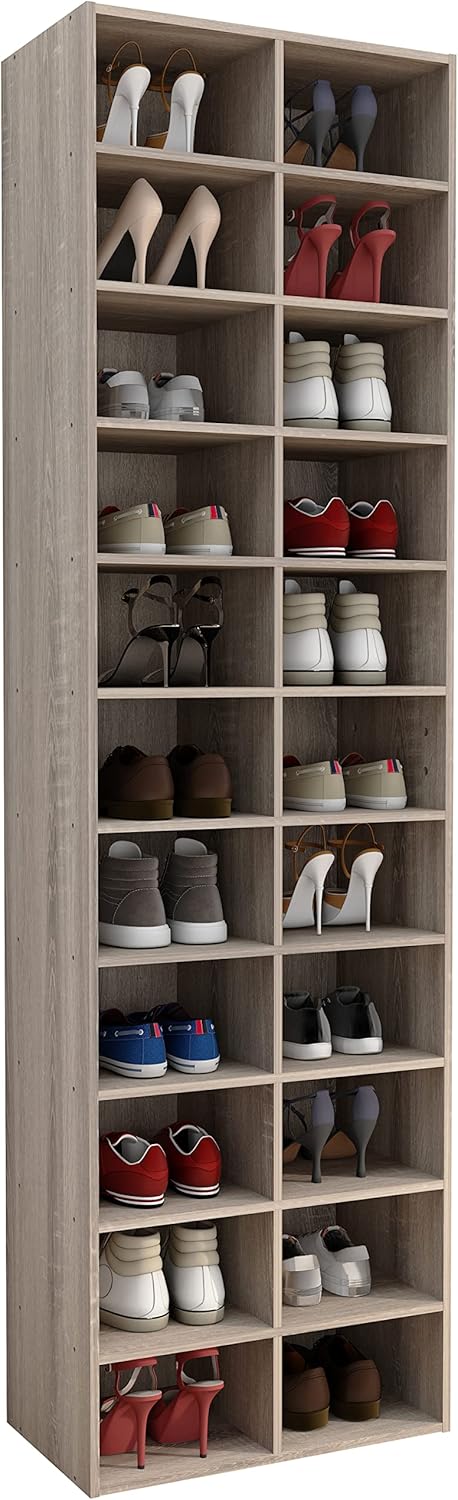 VCM Holz Schuhregal | Maße ca. H. 183 x B. 52 x T. 30 cm | Schuhkommode mit 22 Fächer | Schuhschrank - Hinsol XL