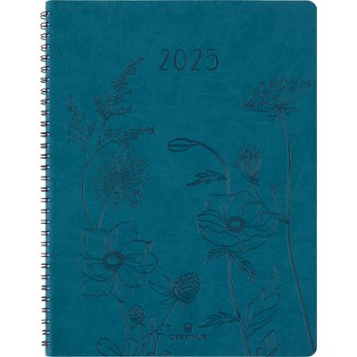 Agenda à spirale Primrose - 1 semaine sur 2 pages - 22 x 28 cm - vert canard - Oberthur