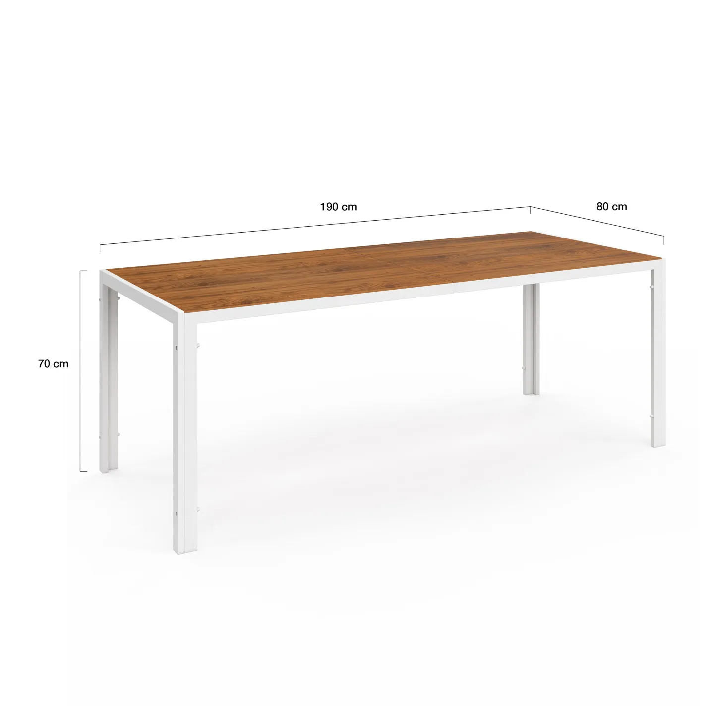 Salon de jardin NOUMEA table 190 cm plateau effet bois et 8 chaises empilables blanc et bois
