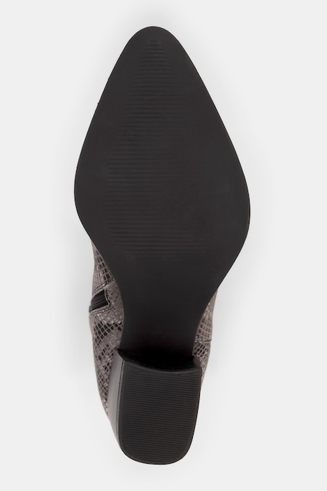 Lederstiefel, XXL-Schaft, Schlangenlederoptik, Weite H