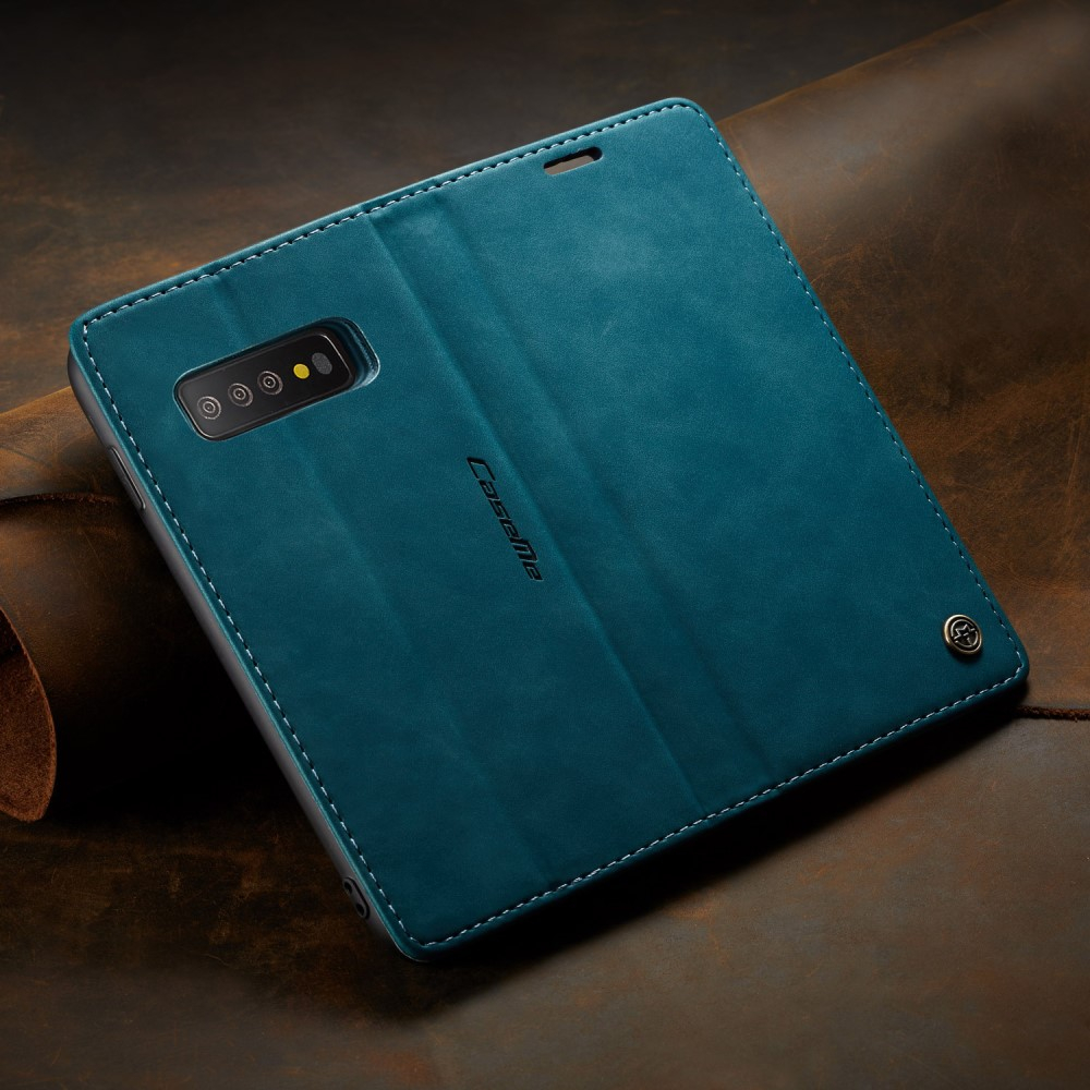 Samsung Galaxy S10 Leder Tasche Flip Wallet Etui mit Kartenfächern - Blaugrün
