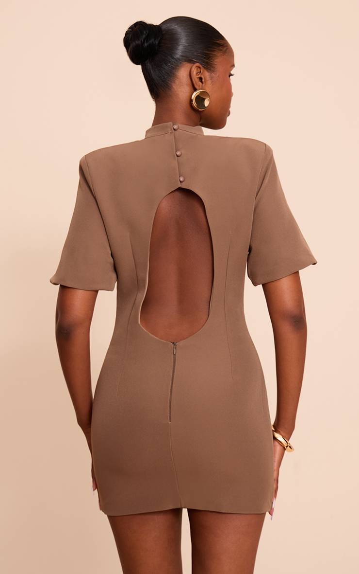 Champignon Robe Mini Cintrée Dos Nu En Tissu Tissé