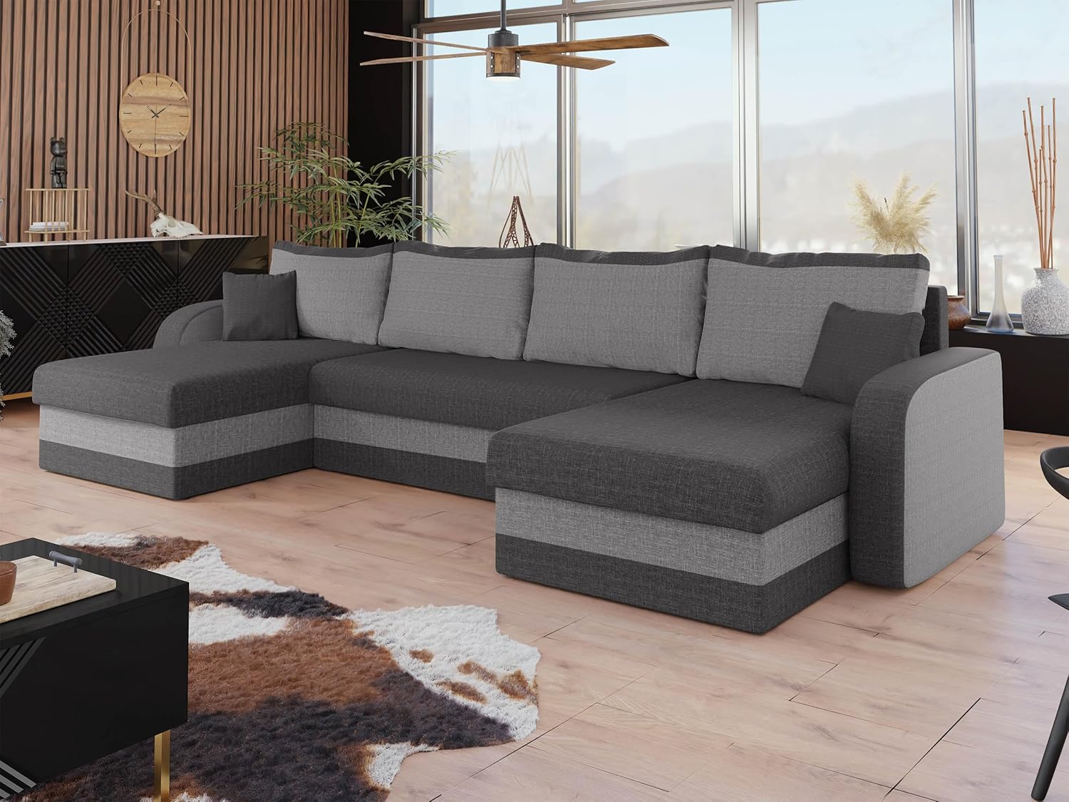 Mirjan24 Ecksofa Kristofer U, Design Eckcouch Couch mit Schlaffunktion, DREI Bettkasten, Wohnlandschaft, Bettfunktion, U-Form Sofa, Seite Universal, Farbauswahl (Lux 06 + Lux 05.)