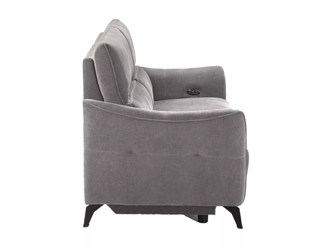 BURGOS - Canapé 3 Places Electrique Tissu Waterproof Gris