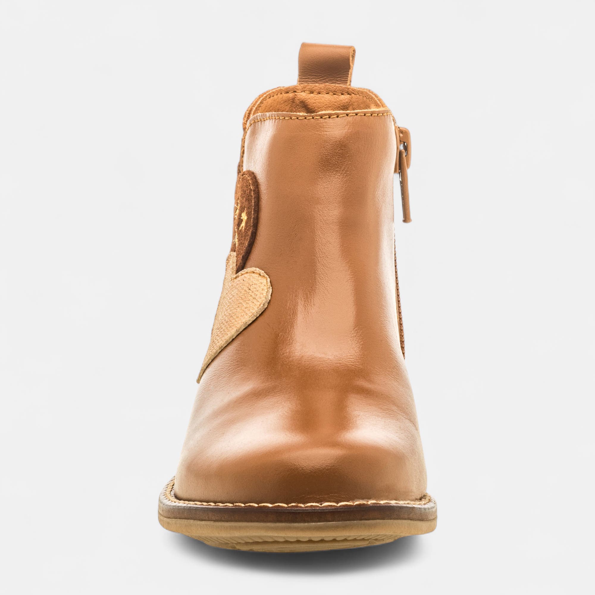 Bottines Fille en cuir cognac