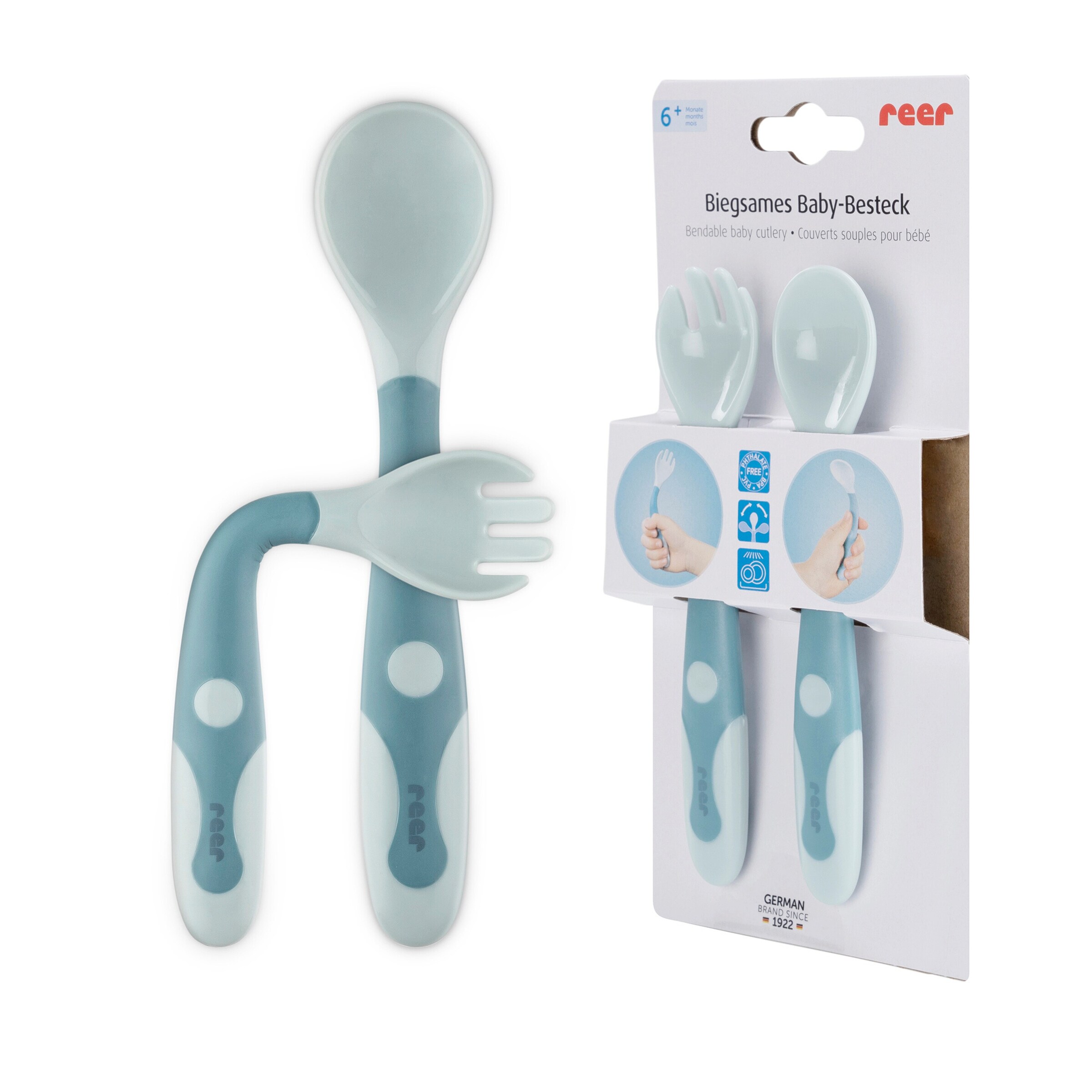 reer 360 Grad Esslernbesteck blau