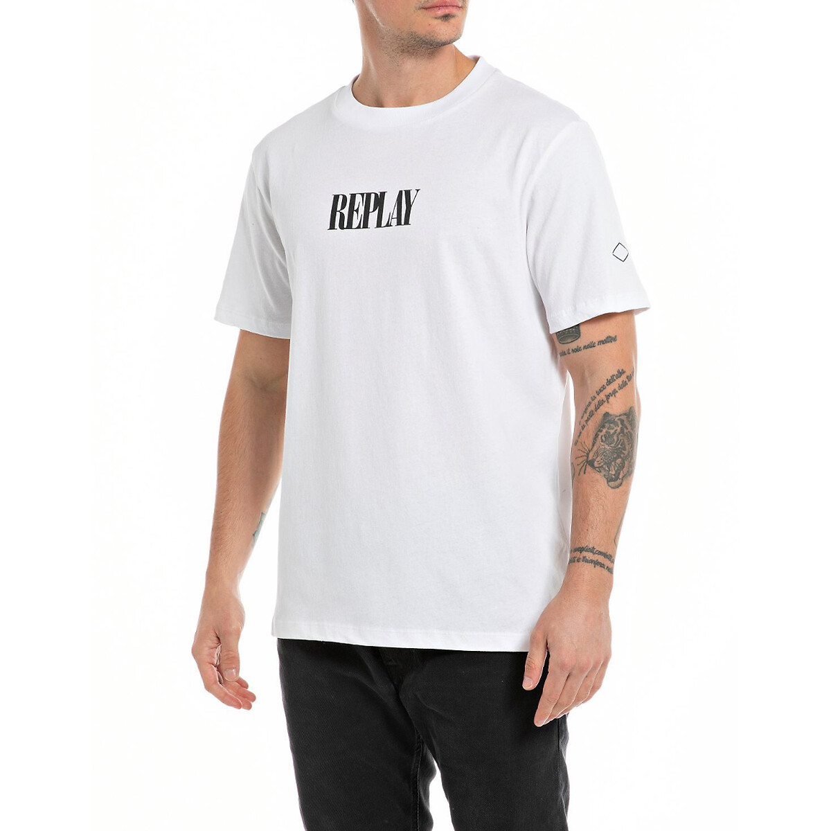 REPLAY<br>Camiseta reta com estampa na frente e nas costas