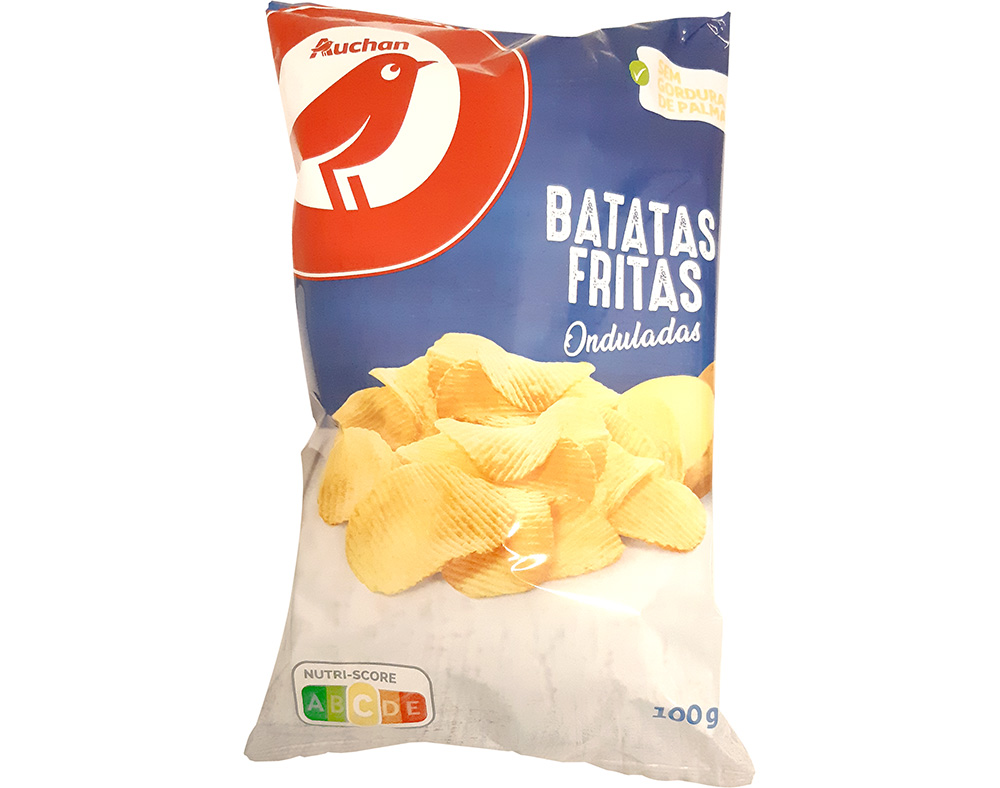 BATATAS AUCHAN FRITAS ONDULADA GIRASSOL 100G