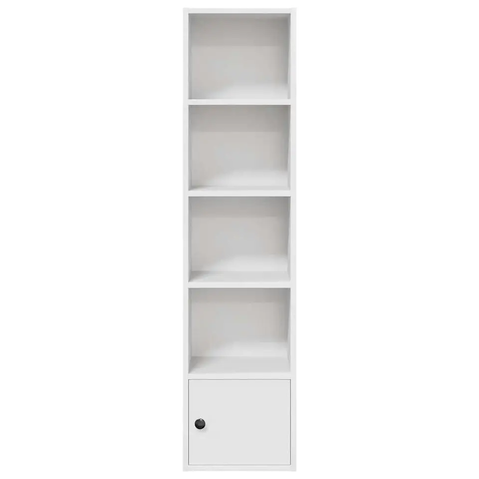 vidaXL - Boekenkast met deur en 4 open vakken - Wit - Hout - 31x24x127 cm