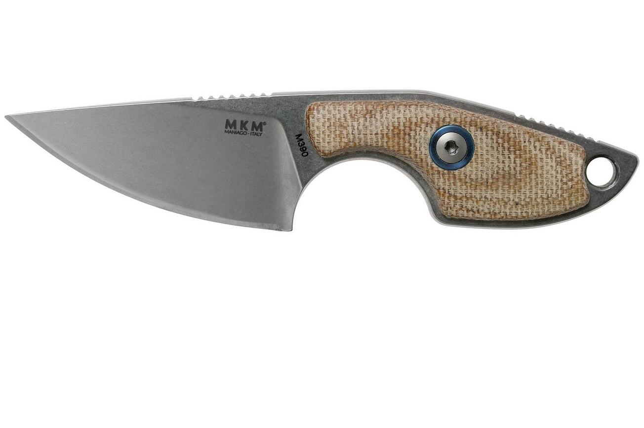 MKM Mikro 1 Drop, Stonewashed Natural Canvas Micarta nekmes, Jesper Voxnaes design