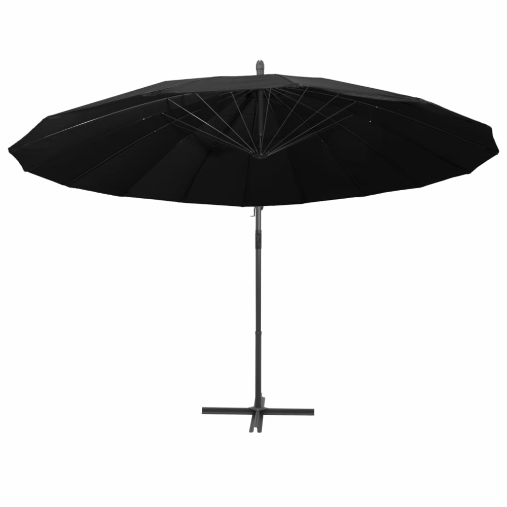 Parasol d'extérieur suspendu 3 m mât en aluminium noir