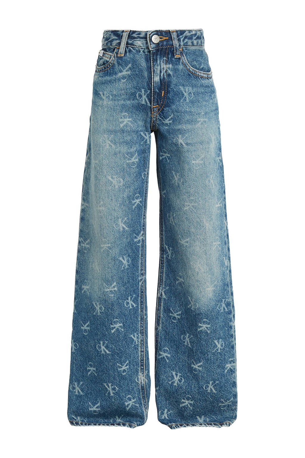 Calvin Klein straight leg jeans MR RELAXED met logo laser blue