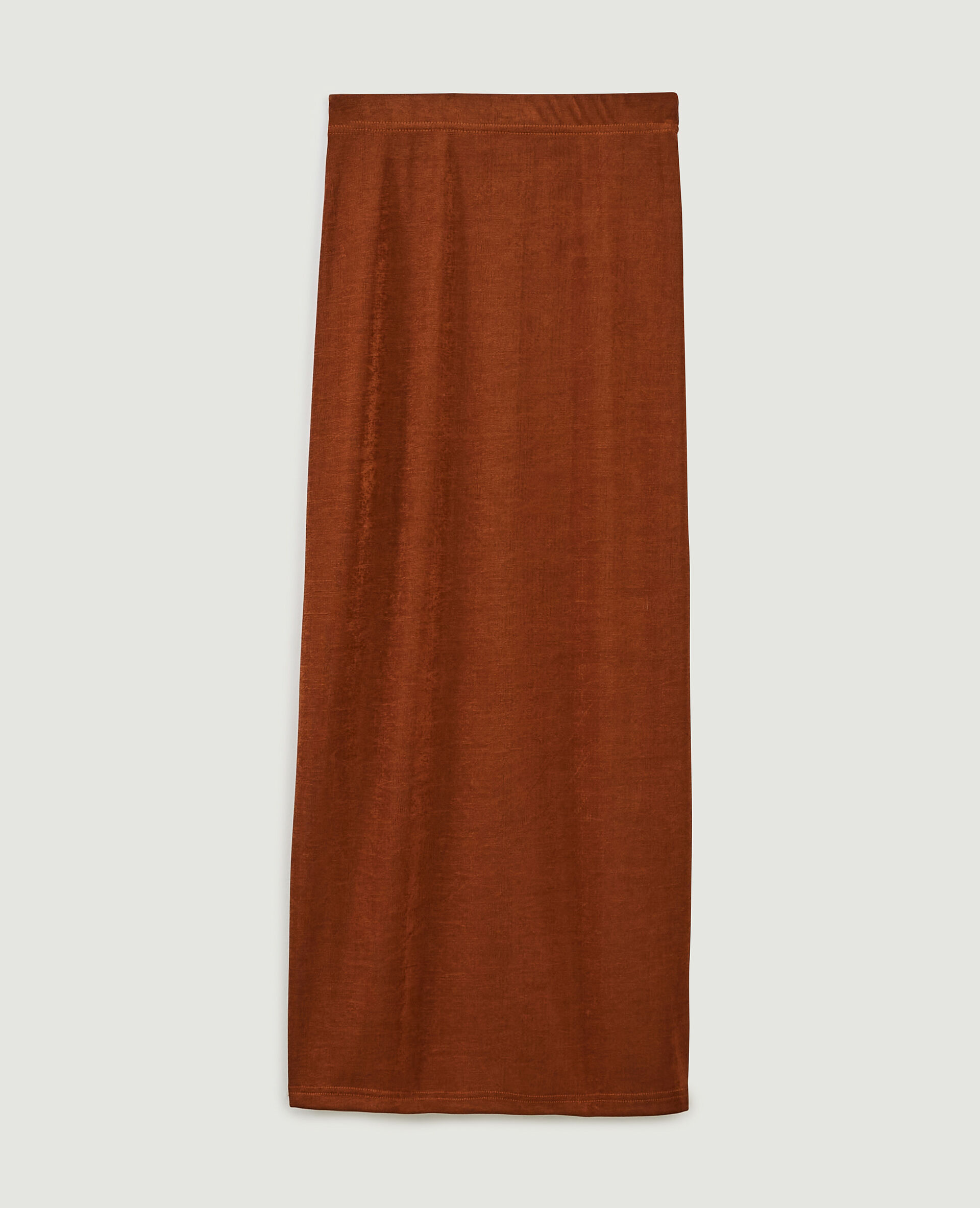 Jupe longue en maille fluide - Marron