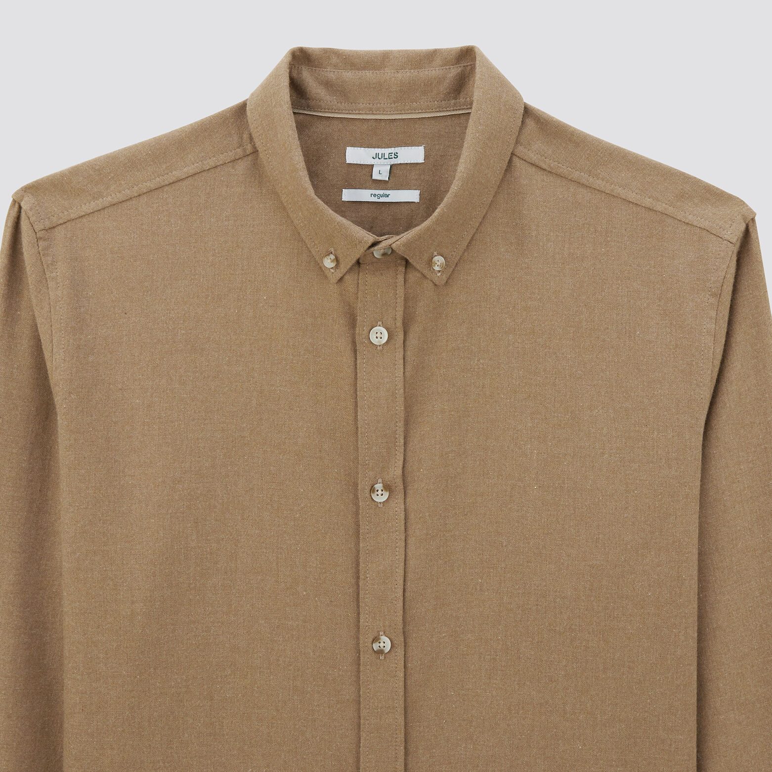 Chemise regular unie coton flanelle Jaune foncé
