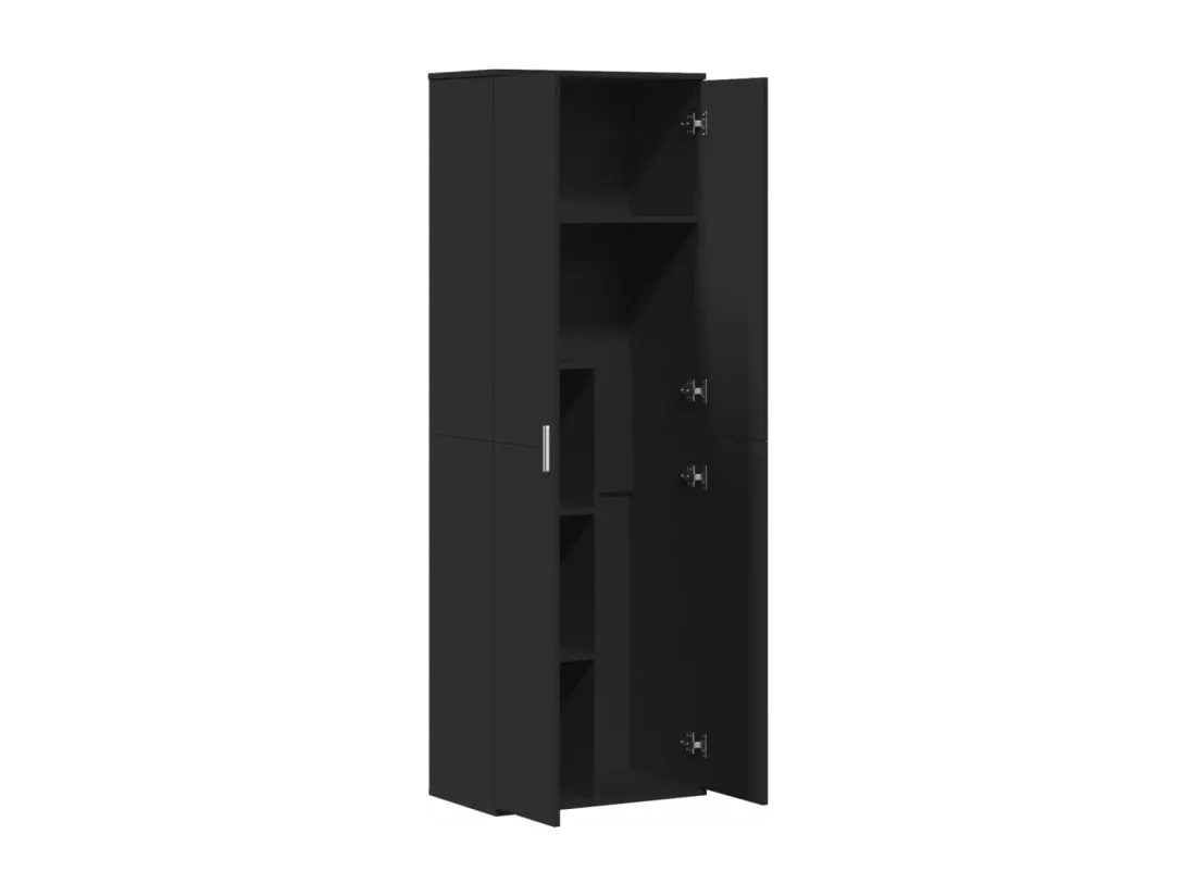 Buffet haut noir 60x35x180 cm bois d’ingénierie