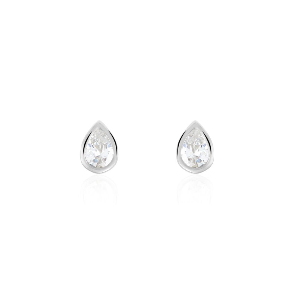 Boucles D'oreilles Puces Amaranthus Or Blanc Oxyde