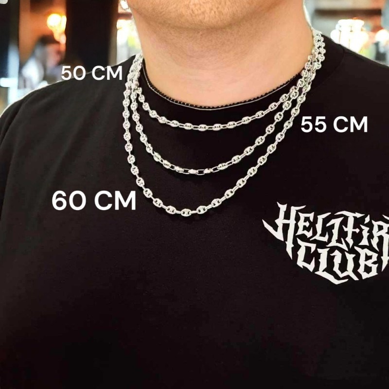 Collier / Chaîne Homme Argent 925 Doré - Maille Grain de Café - 55cm