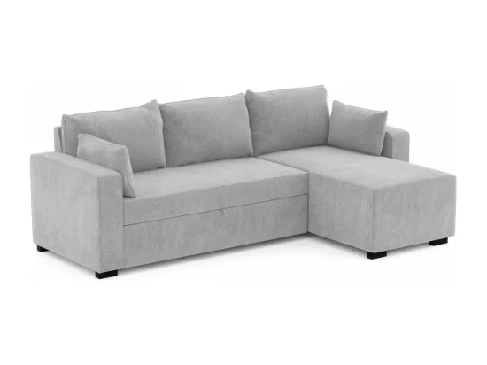 Canapé méridienne 3 places réversible en polyester gris clair
