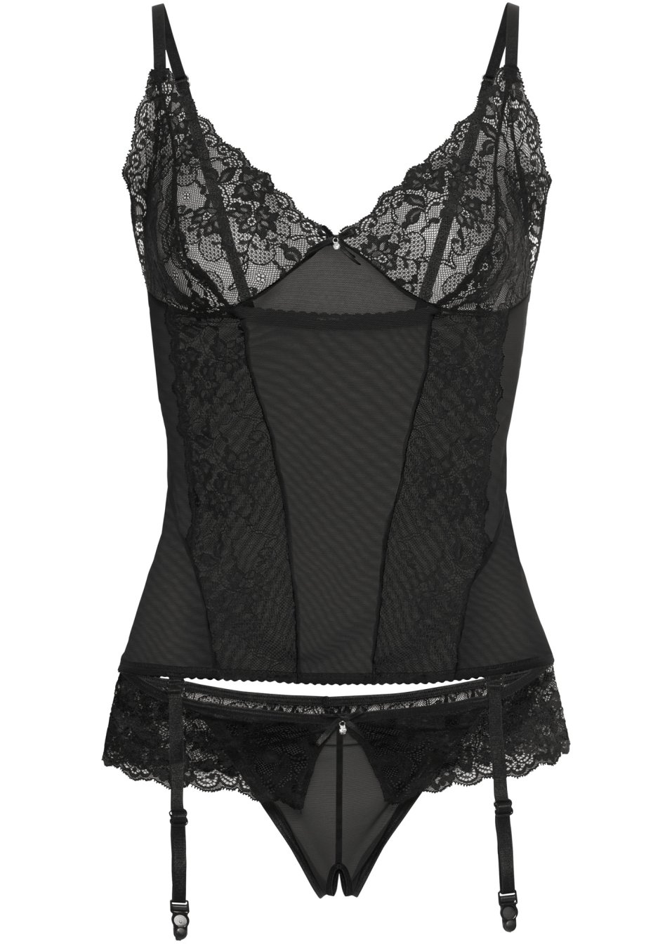 Top porte-jarretelles + string ouvert (Ens. 2 pces.)