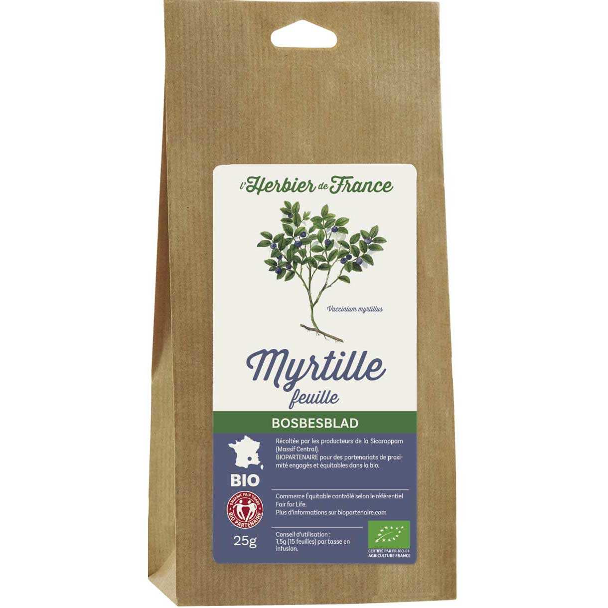 Infusion de myrtille en feuilles bio