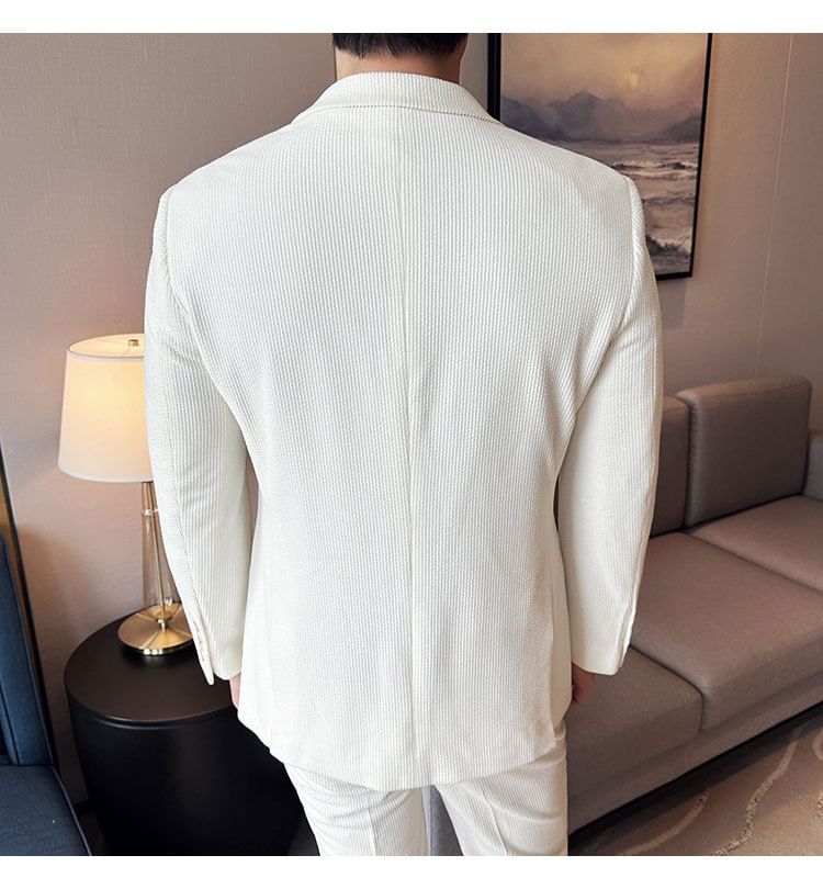 Lefitt - Set: effen corduroy blazer met één knoop + pantalon
