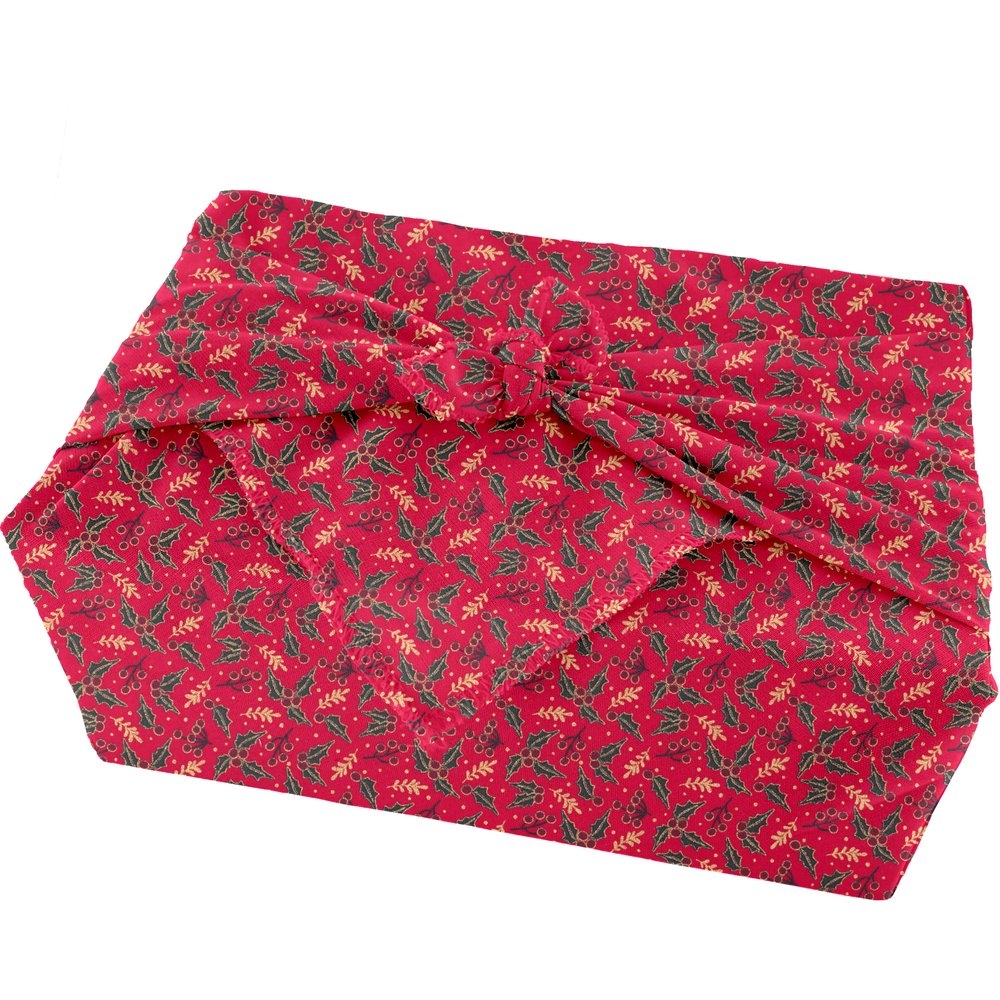 Furoshiki Moyen 48 X 48 Cm Ex2252 Houx Rouge