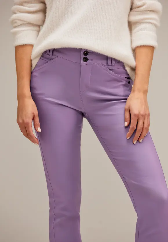 Slim Fit Hose mit Coating - dusty lupine lilac