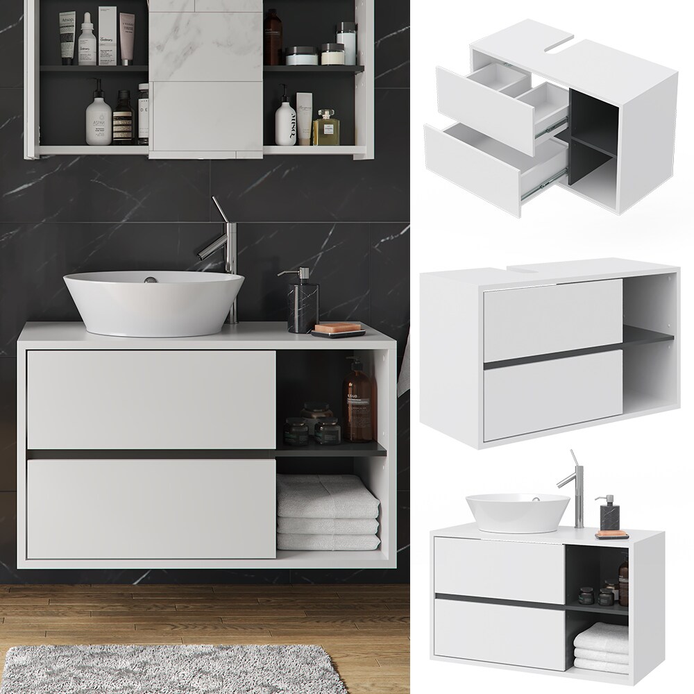 Vicco Wachtischunterschrank Viola Weiß Badschrank Waschbeckenunterschrank hängend