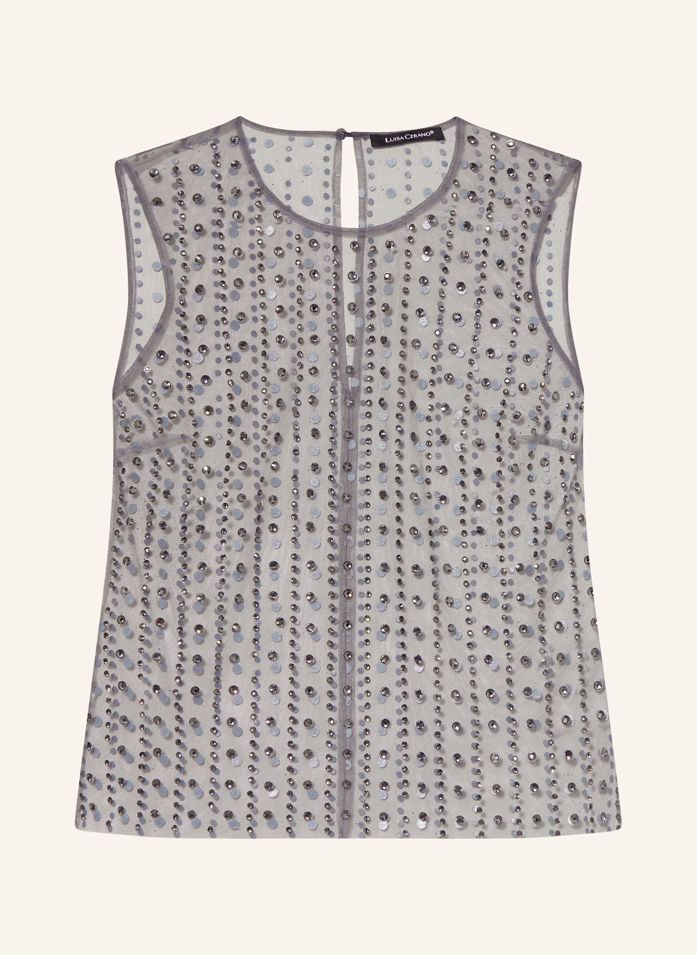 LUISA CERANO Mesh-Top mit Schmucksteinen