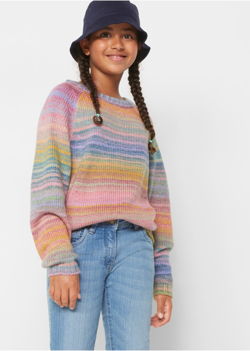 Meisjes gebreide trui met space dye effect