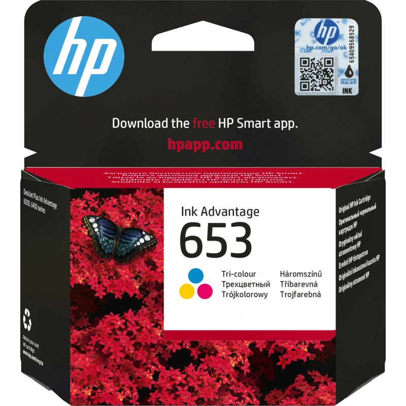 HP Cartouche d’encre Ink Advantage trois couleurs 653 authentique