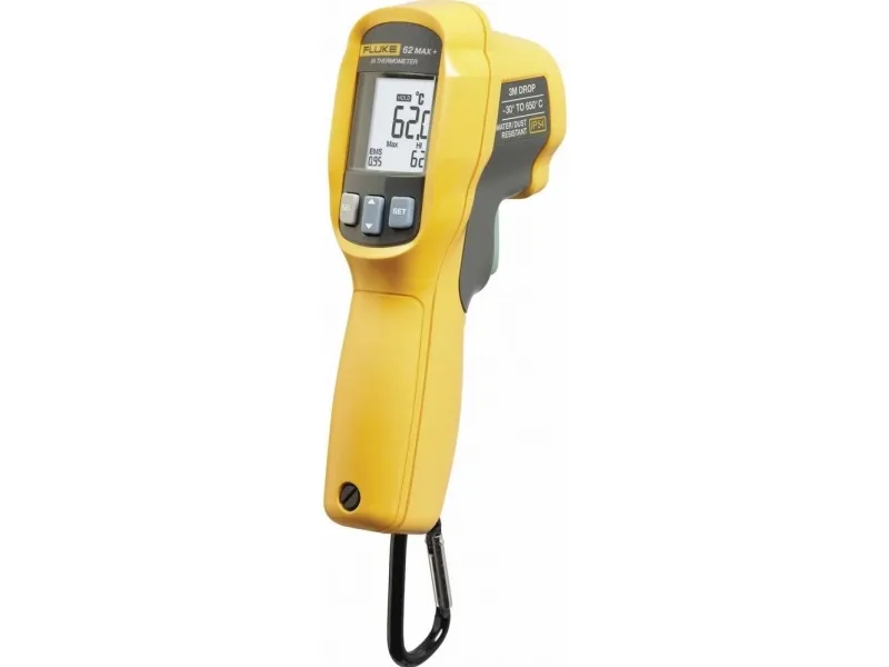 Fluke 62 MAX , F, °C, -30 - 650 °C, Gul, -22 - 1202 °F, 1 °C, Rektangulær
