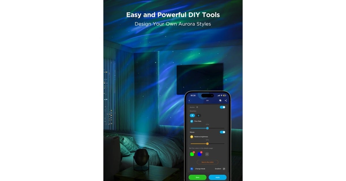 GoveeStar Light Projector sfeerverlichting  (Zwart, 2,4GHz wifi, Bluetooth)