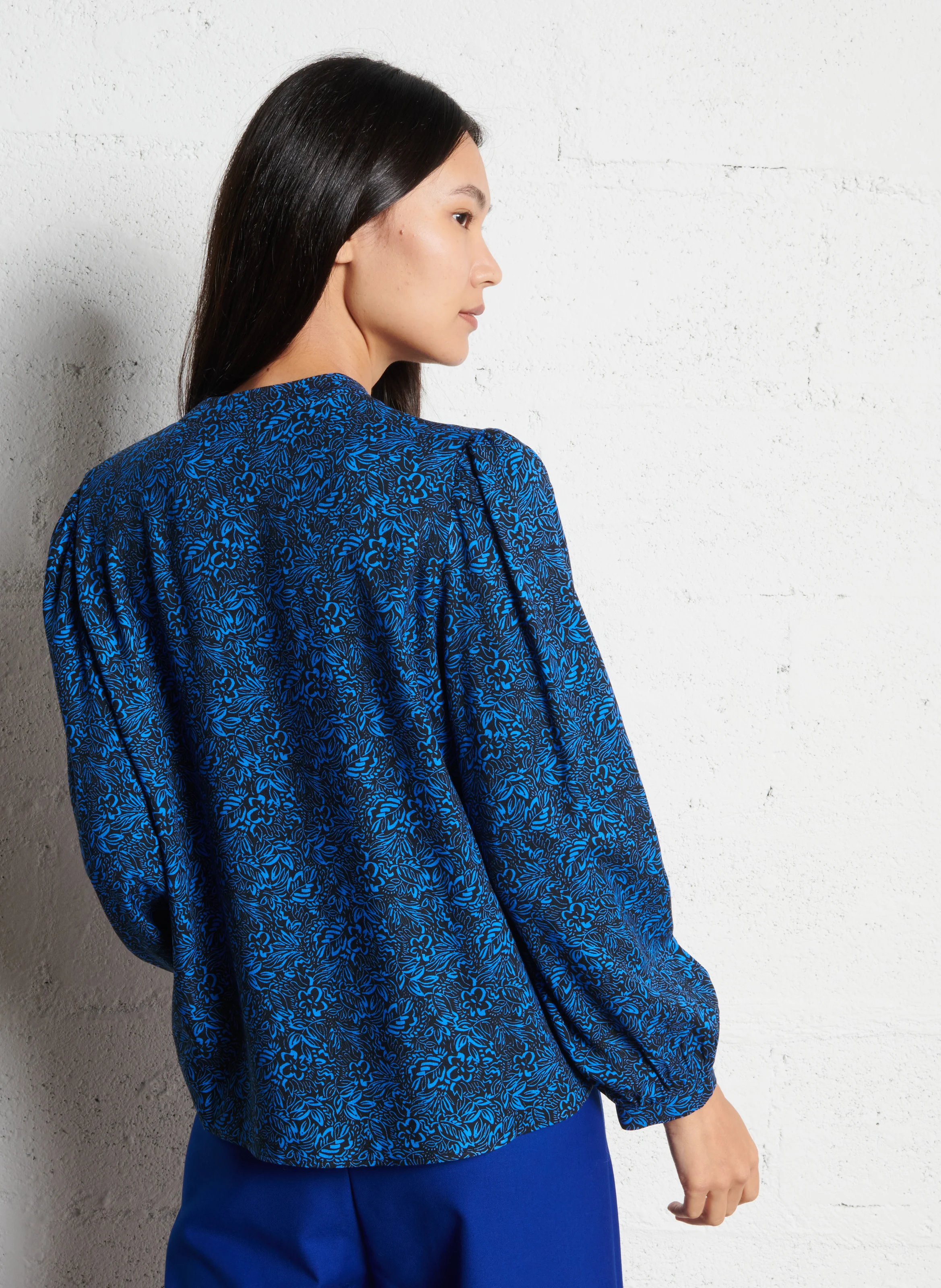 Blouse droite imprimé floral | Noir