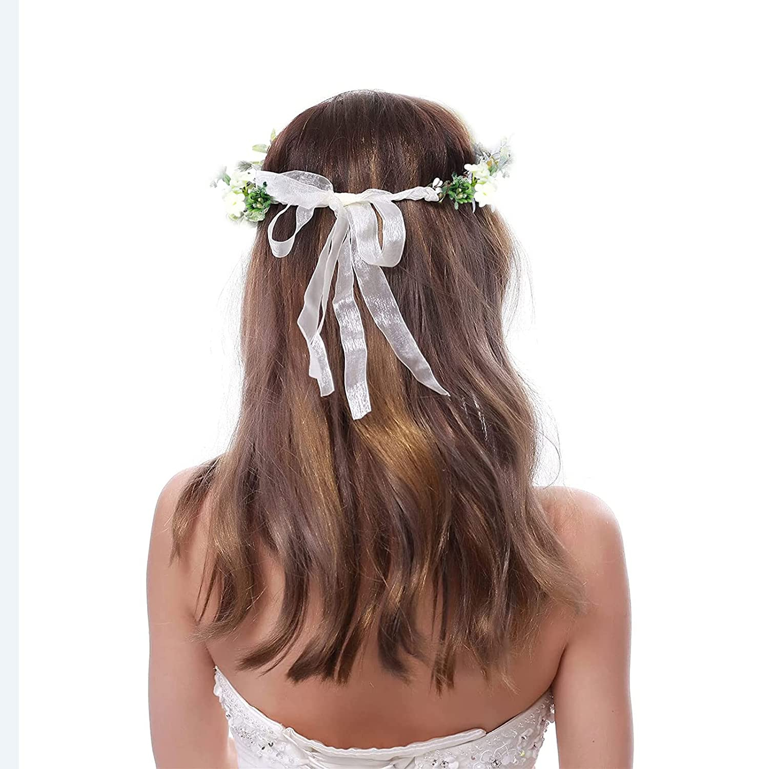 (Ø17cm) Haar Blumenkranz Party Accessoire Rosen Haarband für Hochzeit / Junggesellinnenabschied - Grün / Rosa