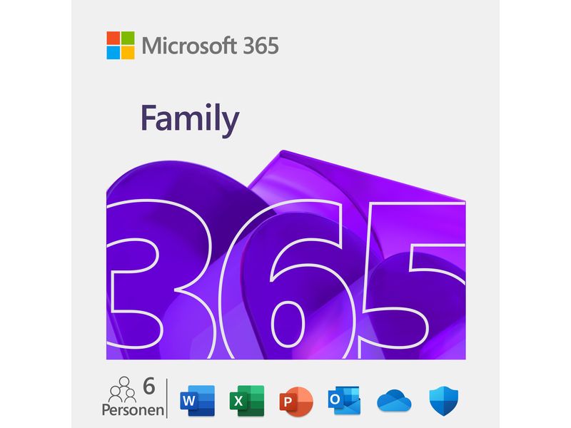Microsoft 365 Family Box, 6 User, Deutsch Ein praktisches Abonnement für bis zu 6 Personen in Ihrer Familie
