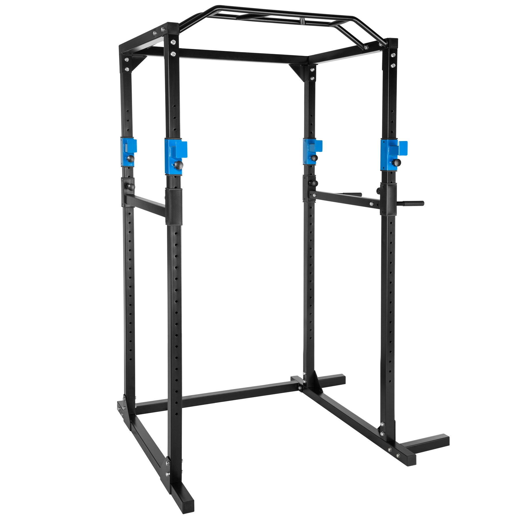 tectake® Power Rack, Klimmzug-Doppelstange, höhenverstellbare Langhantelablagen und Sicherheitsstreben, 120 x 142,5 x 215 cm