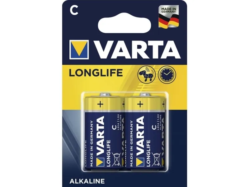 Varta LONGLIFE C Bli 2 C-batteri R14 alkalisk-mangan 7600 mAh 1,5 V 2 stk